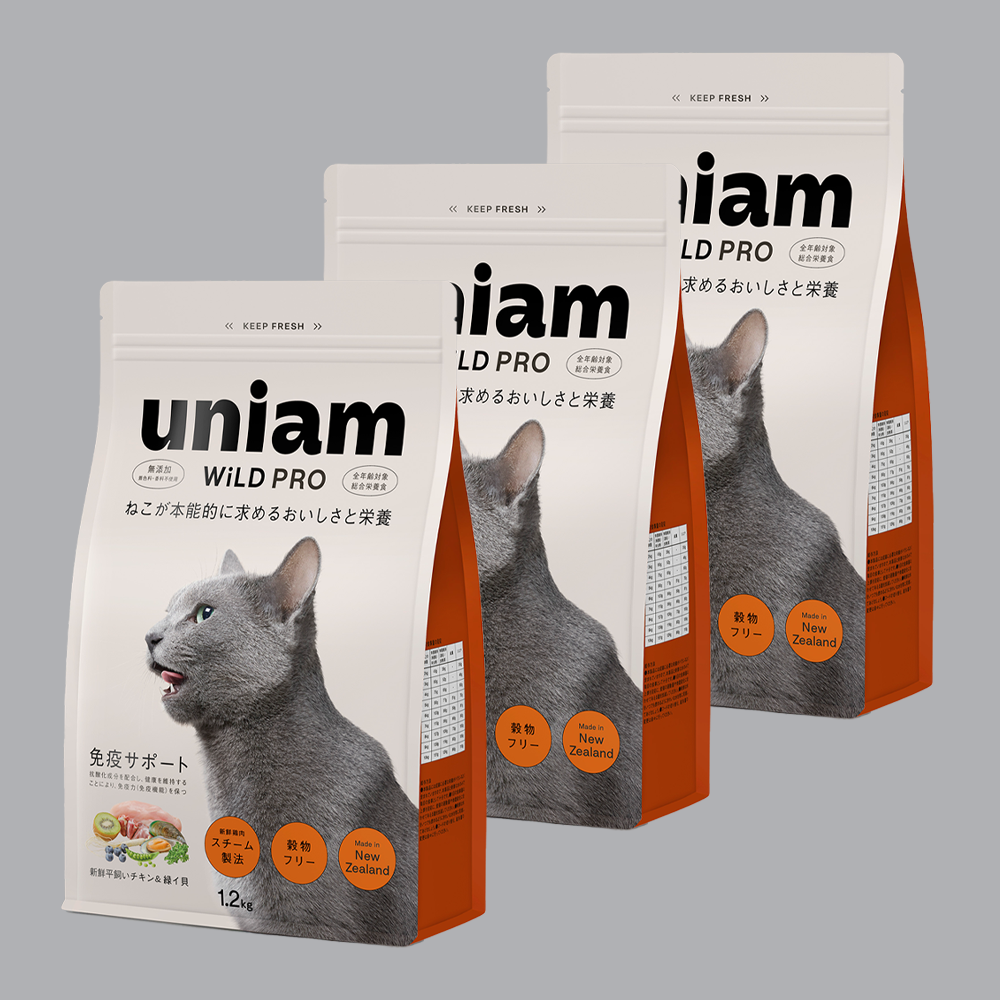ユニアム ワイルドプロ 1.2kg×5袋 キャットフード 免疫サポート 無添加 定期便】ドライフード [ワイルドプロ] 平飼いチキン&緑イ貝 1.2kg × 3